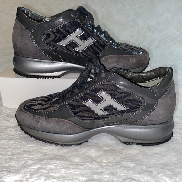 Hogan Interactive Suede/ Patent Leather trim Sneakers in EUC Animal Print - Picture 1 of 6